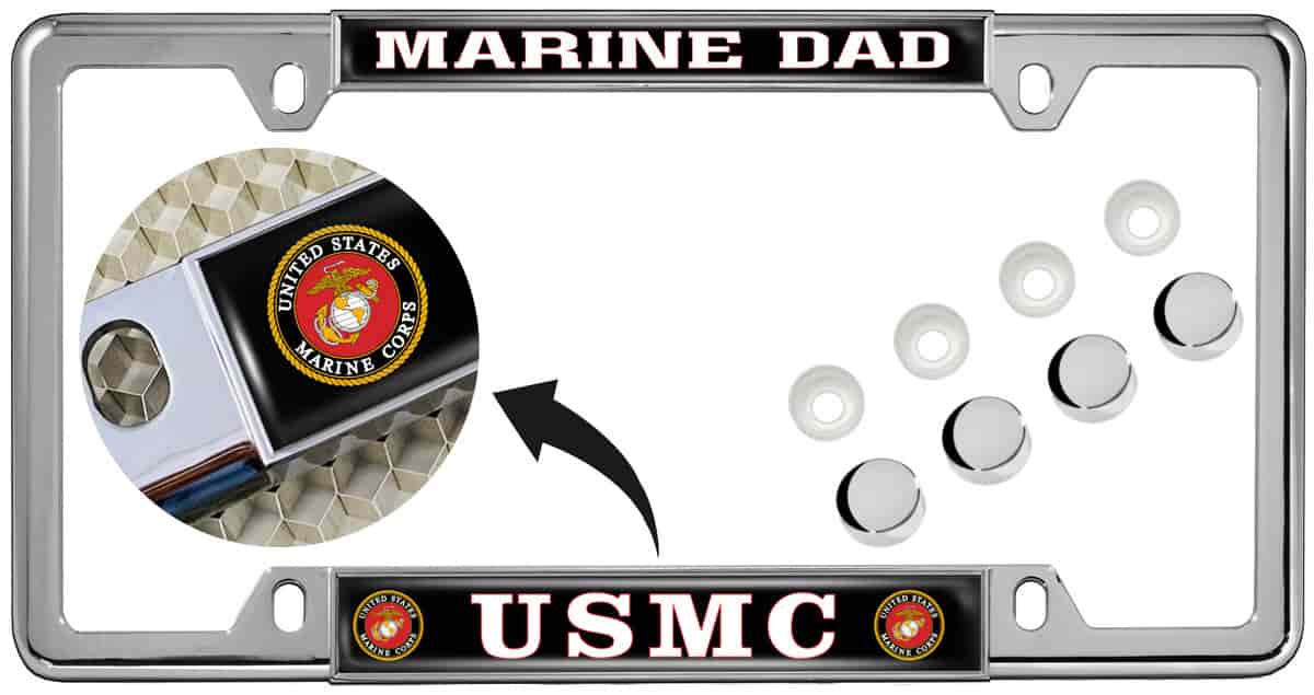 USMC - Marine Dad - Car Metal License Plate Frame